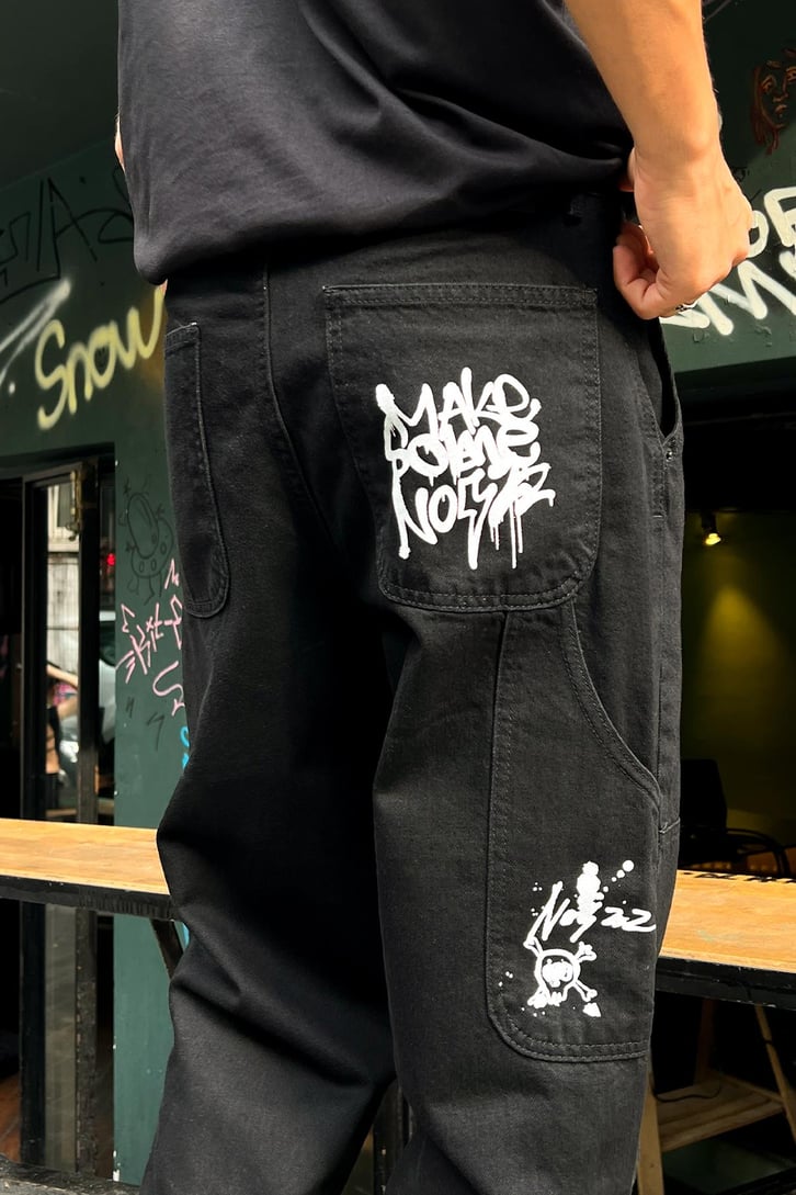 Graffiti Baskılı Baggy Jean