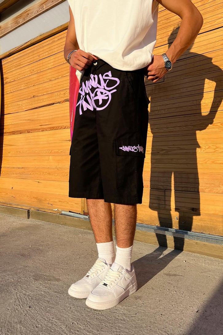 Graffiti Baskılı Baggy Şort
