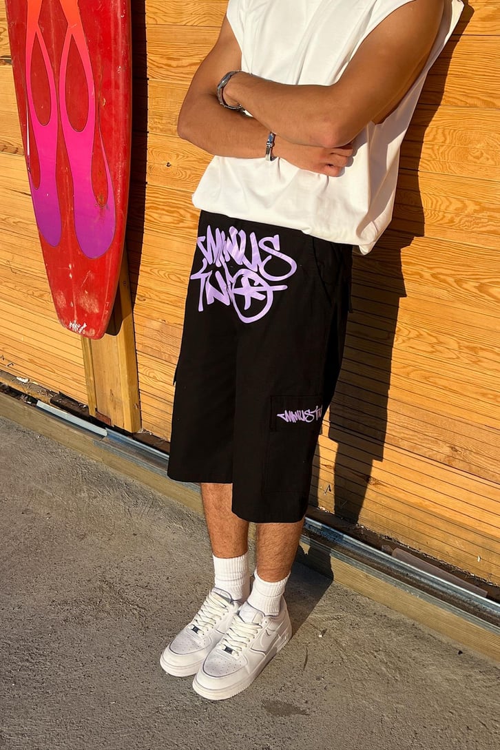 Graffiti Baskılı Baggy Şort
