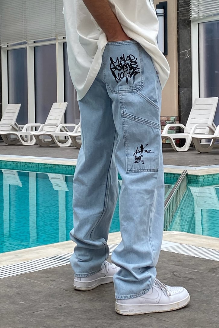 Graffiti Printed Carpenter Jean