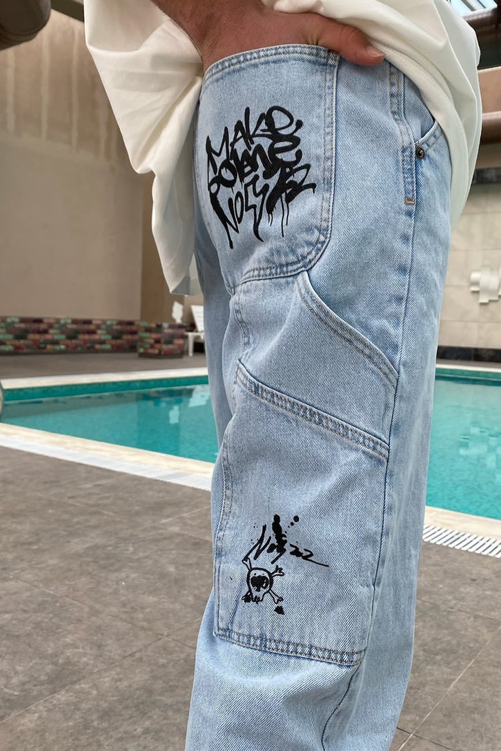 Graffiti Printed Carpenter Jean