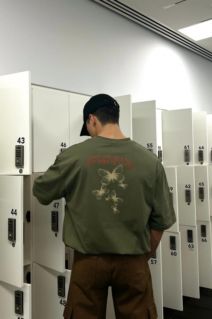 Grateful Dead Baskılı Yeşil Oversize Tshirt