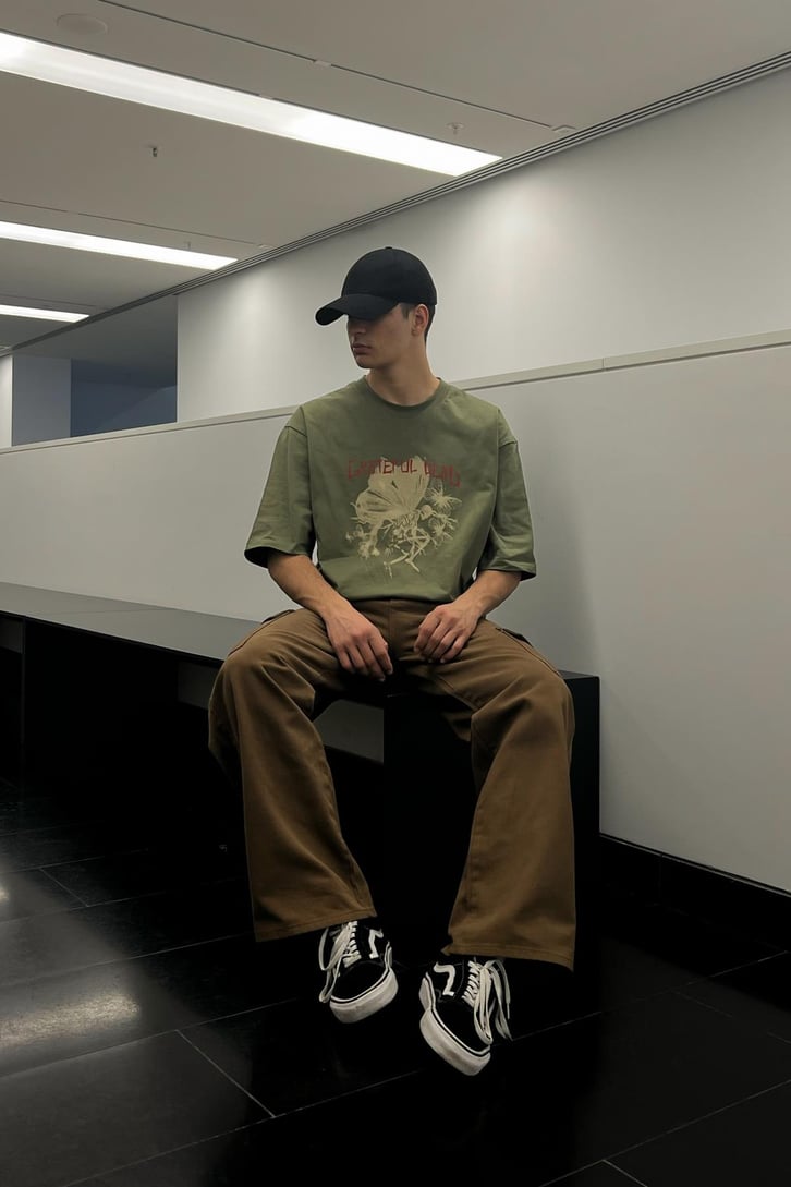 Grateful Dead Baskılı Yeşil Oversize Tshirt