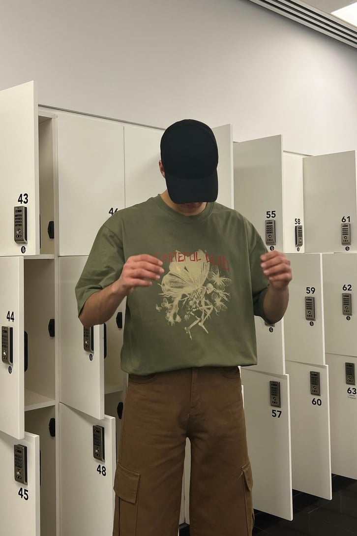 Grateful Dead Baskılı Yeşil Oversize Tshirt