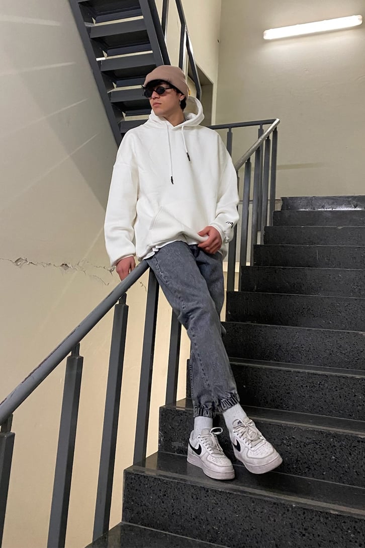 Gray Eskitme Taşlamalı Jogger Pants