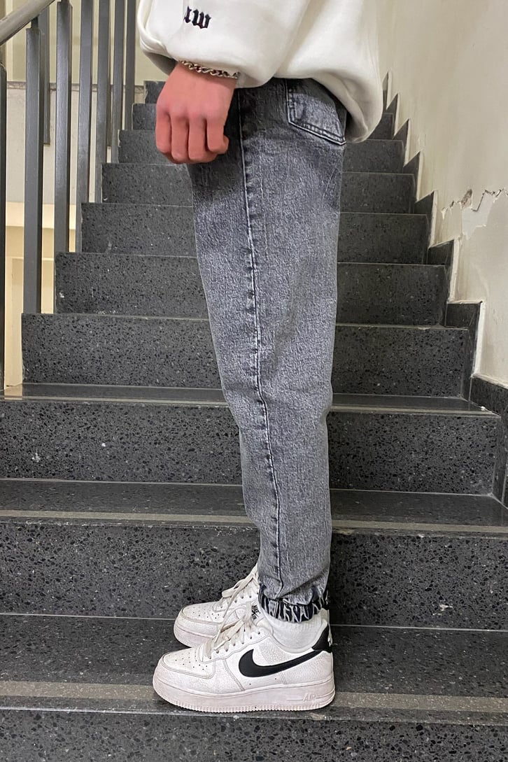 Gray Eskitme Taşlamalı Jogger Pants