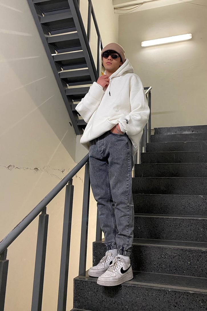 Gray Eskitme Taşlamalı Jogger Pants