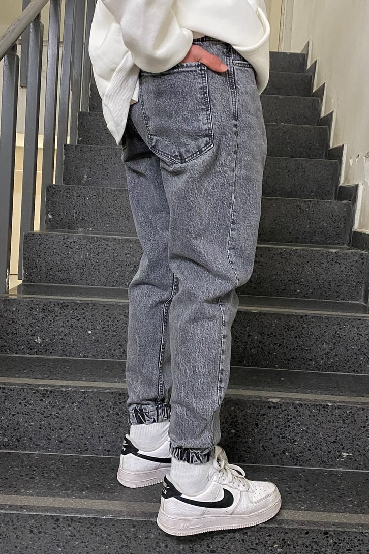 Gray Eskitme Taşlamalı Jogger Pants