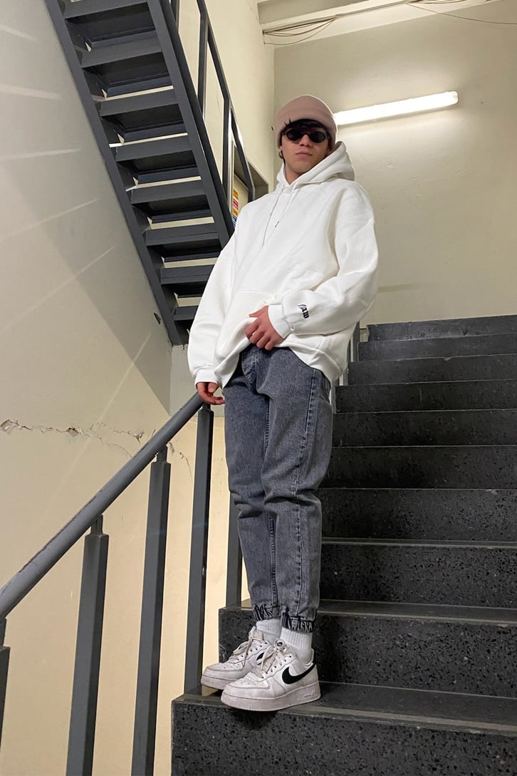 Gray Eskitme Taşlamalı Jogger Pants