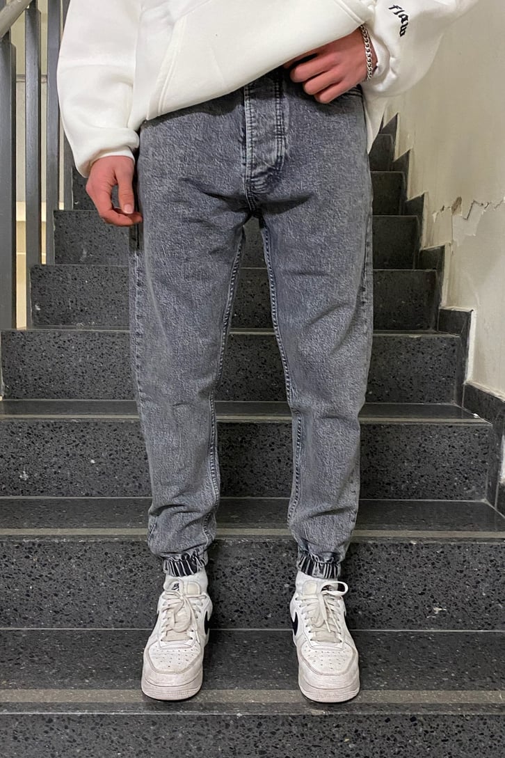 Gray Eskitme Taşlamalı Jogger Pants
