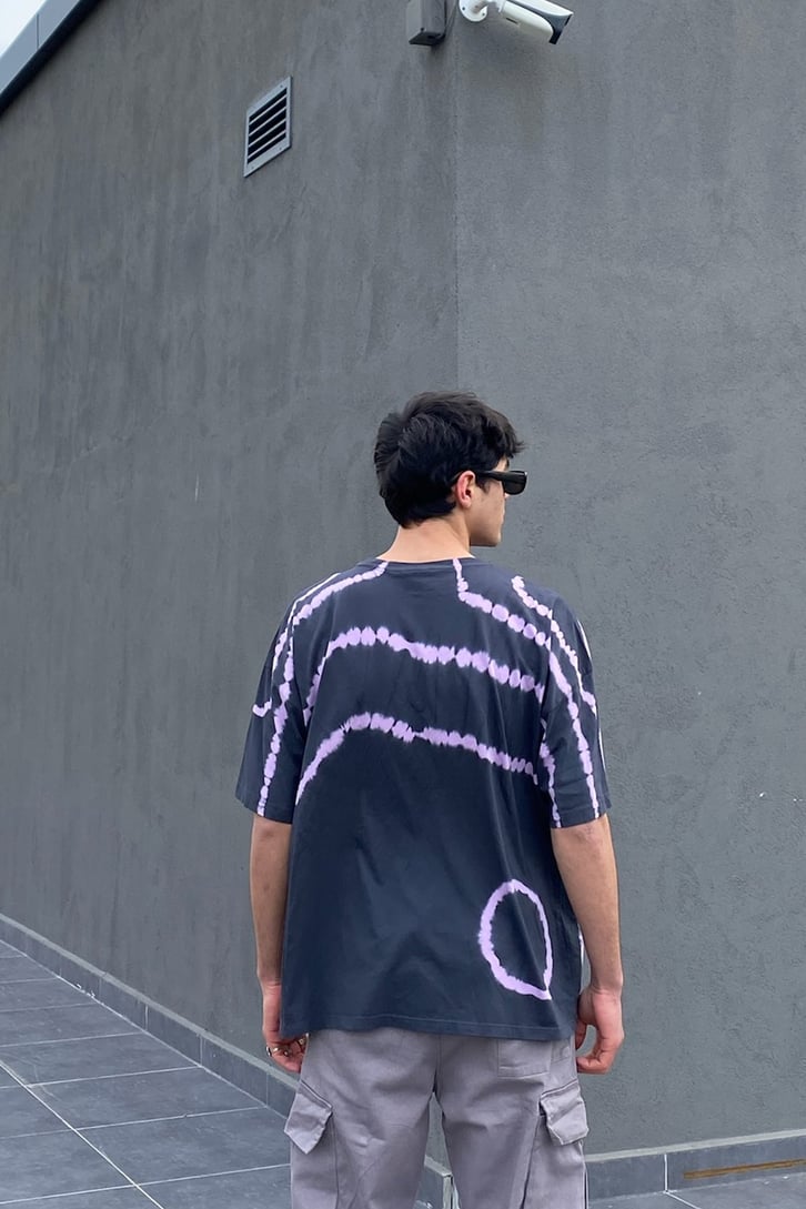 Gray Purple Tie-Dye Oversize Tshirt