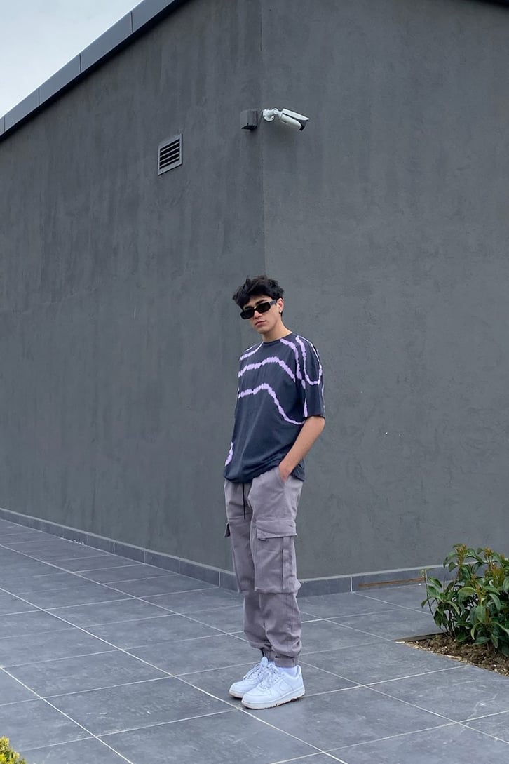Gray Purple Tie-Dye Oversize Tshirt