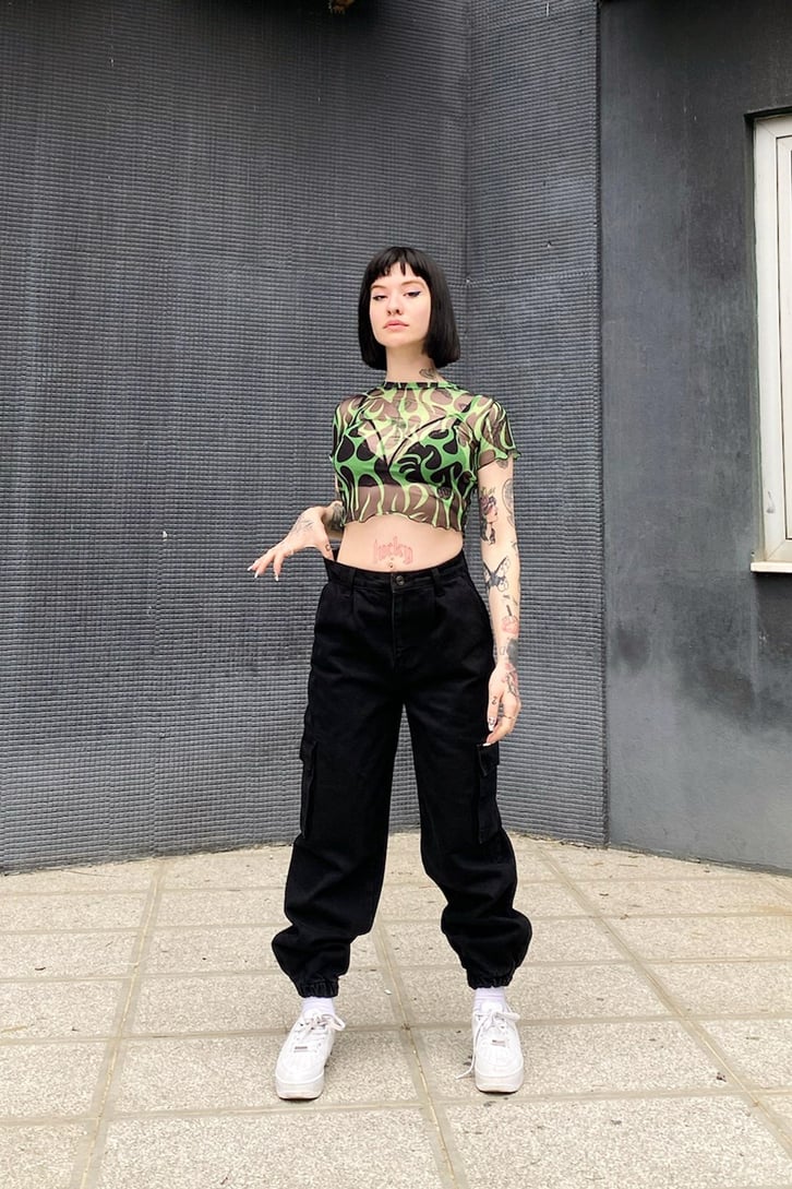 Green Blaze Tül Crop