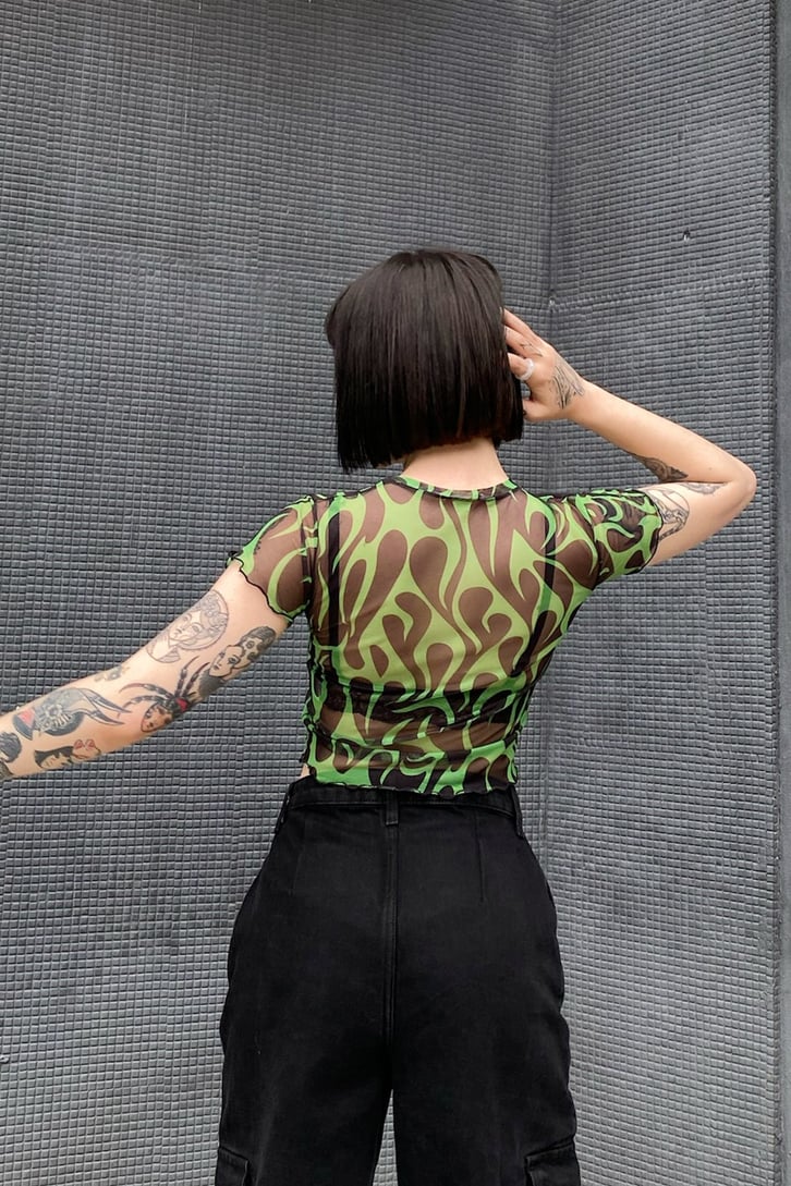Green Blaze Tül Crop