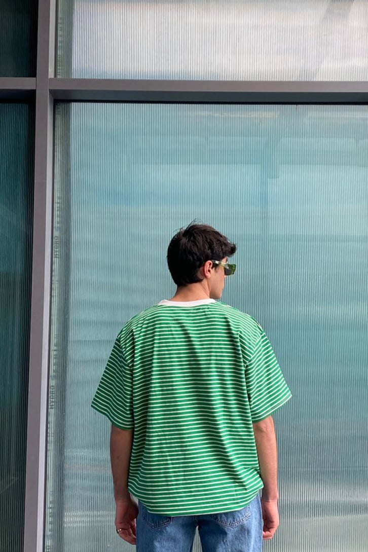 Green Striped Oversize Tshirt