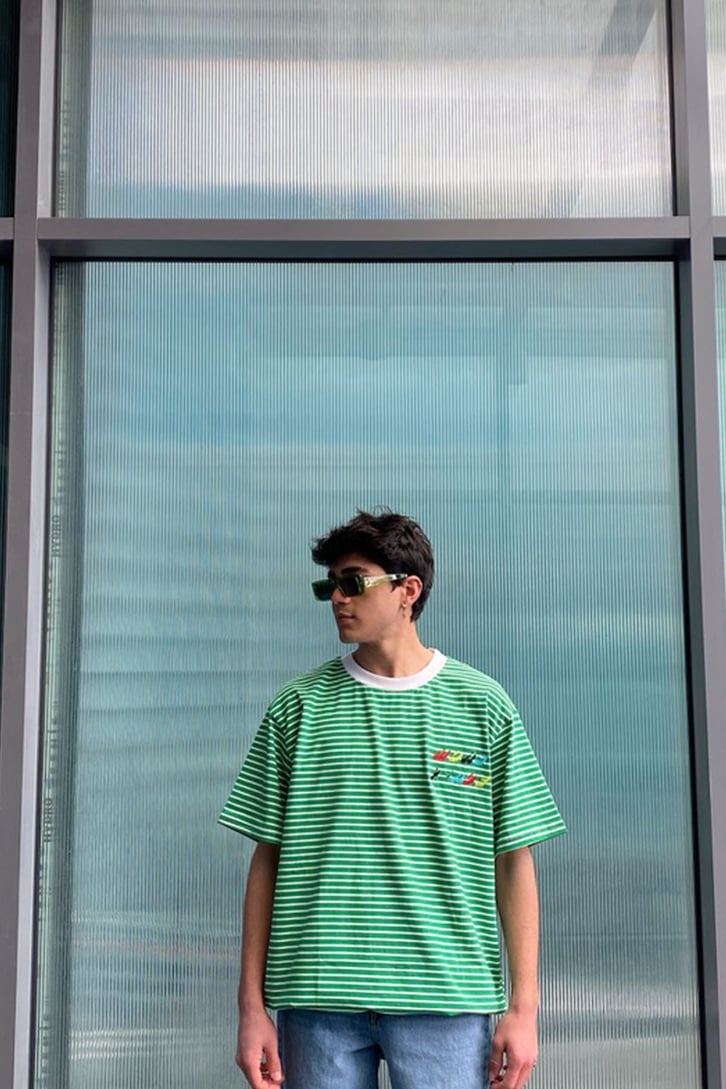 Green Striped Oversize Tshirt