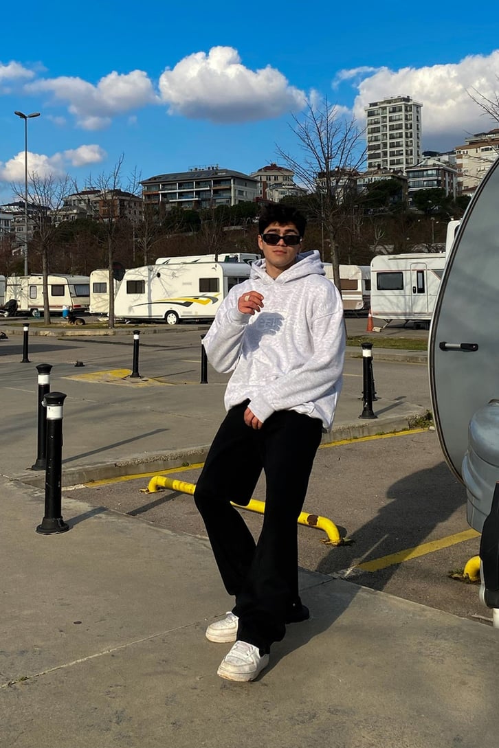 Gri Melanj Oversize Printed Hoodie