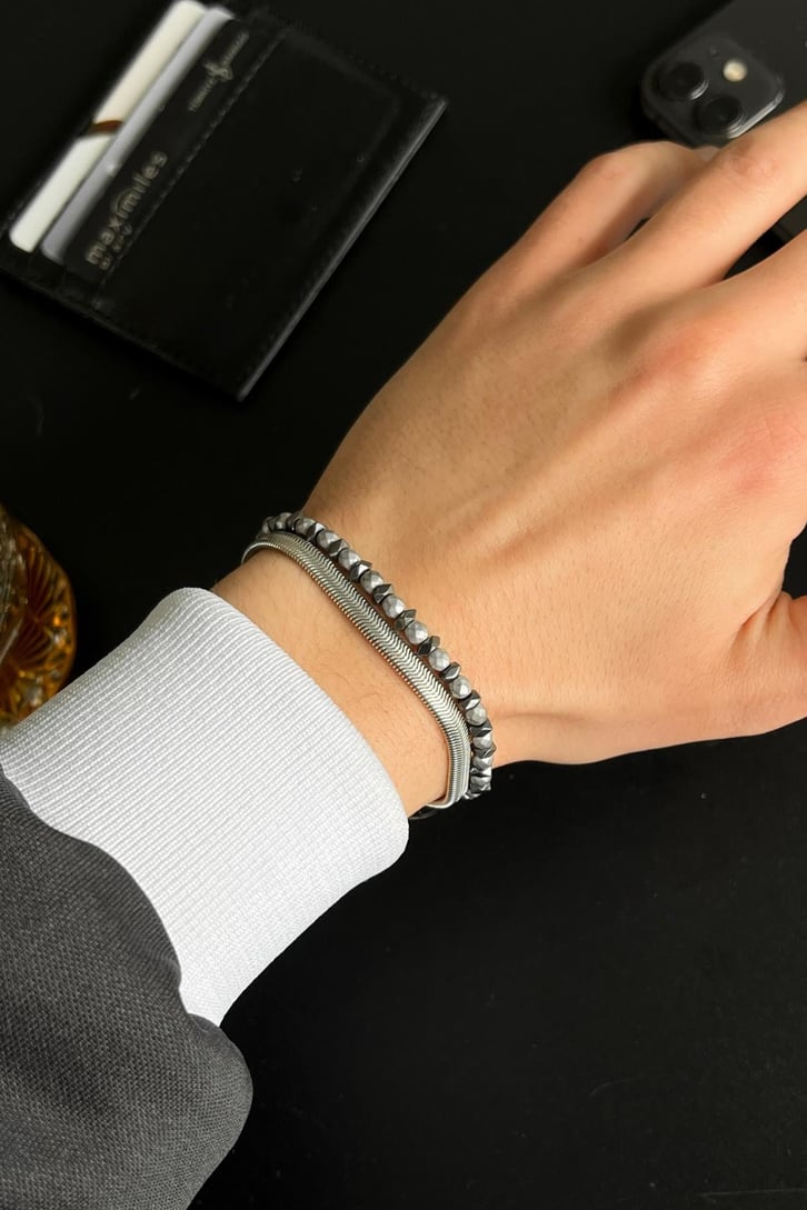 Gri Taşlı Bileklik