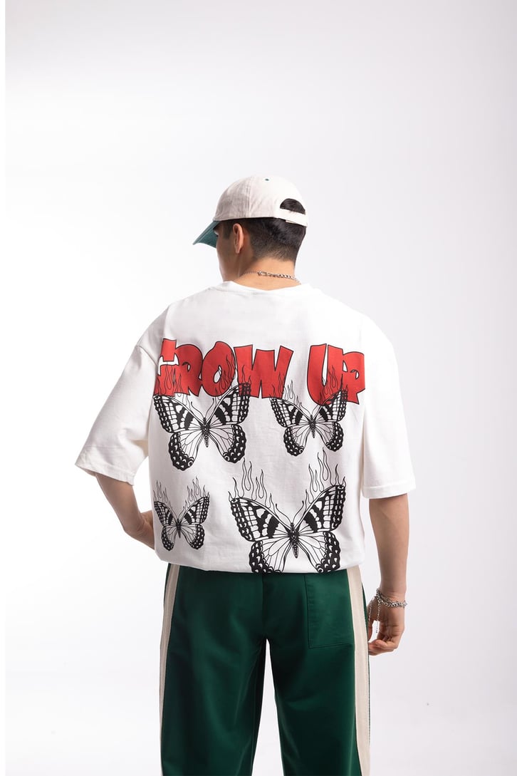 Grow Up Sırt Baskılı Oversize Tshirt