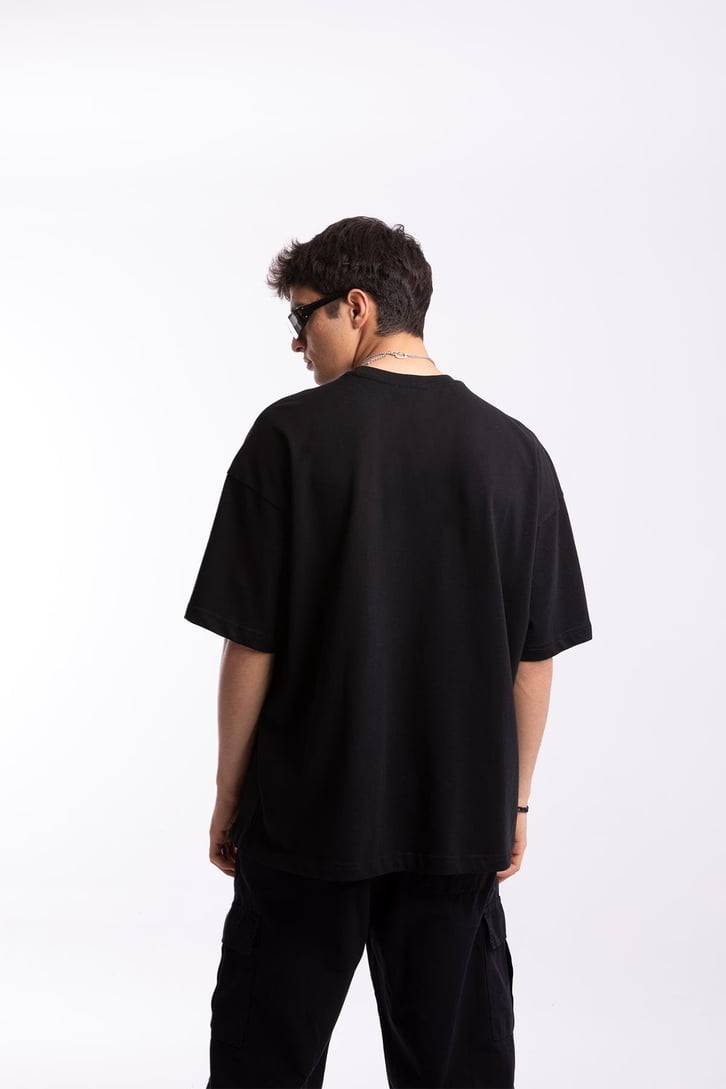 Gta Rebellion Baskılı Siyah Oversize Tshirt