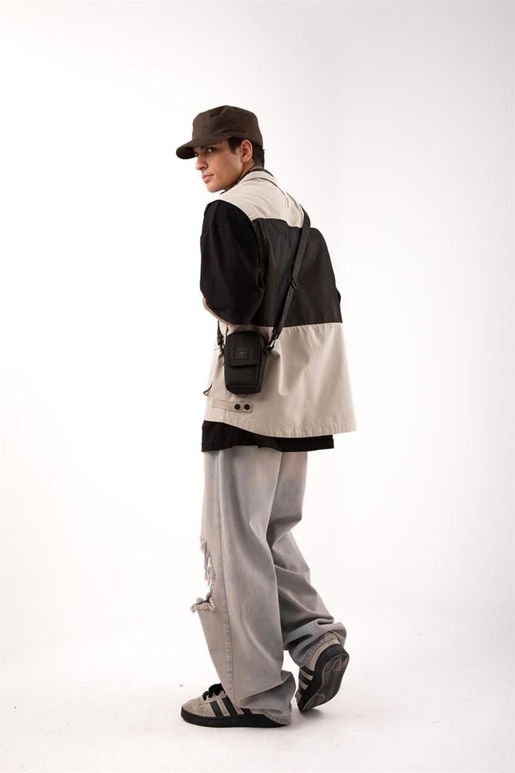 Günlük Street Style Taş Rengi Kargo Cepli Yelek
