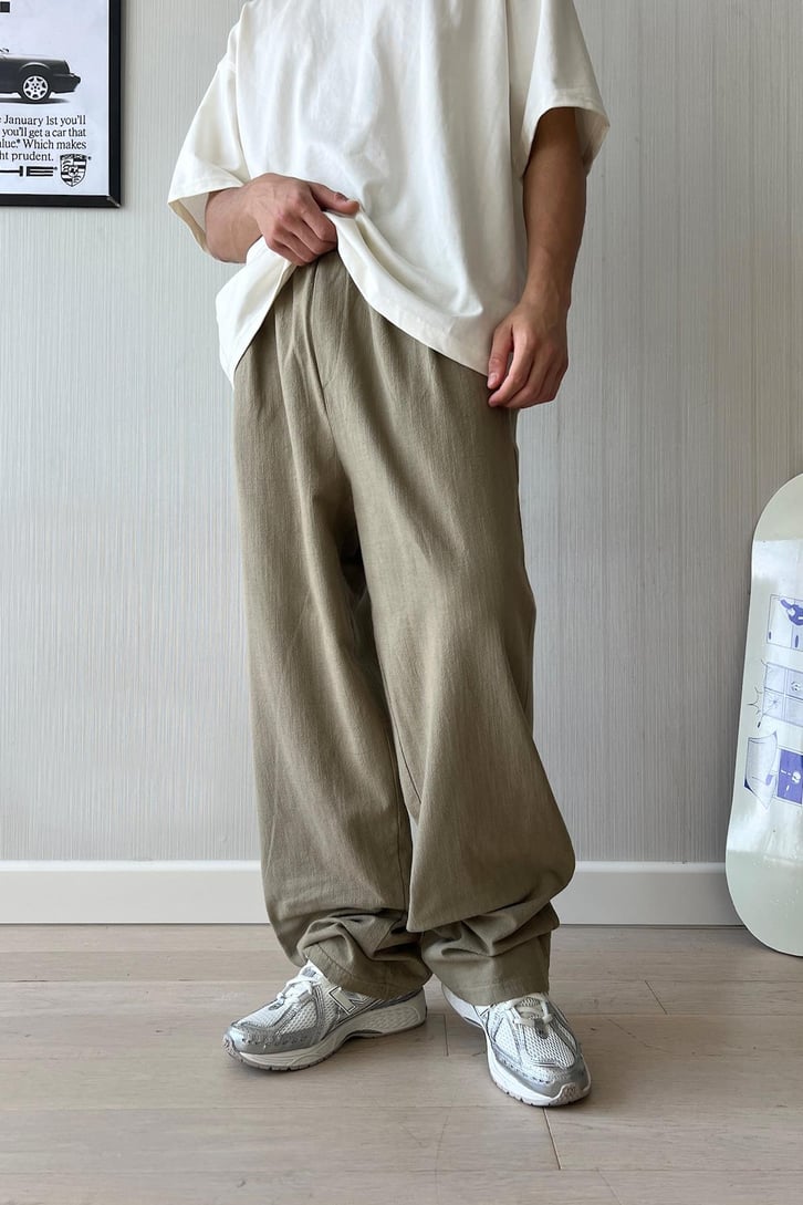 Halat Kemerli Keten Pantolon