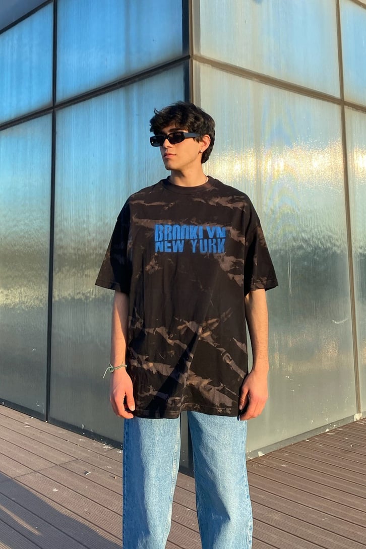 Half Batik Siyah Oversize Tshirt
