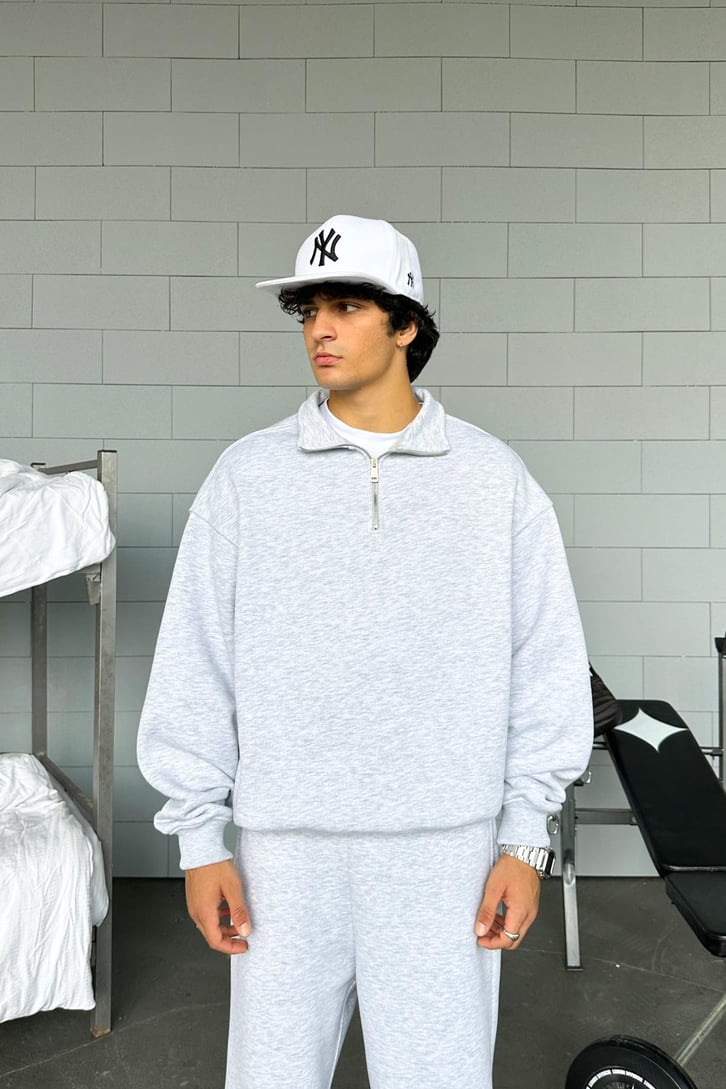 Half Zip Basic Oversize Sweatshirt
