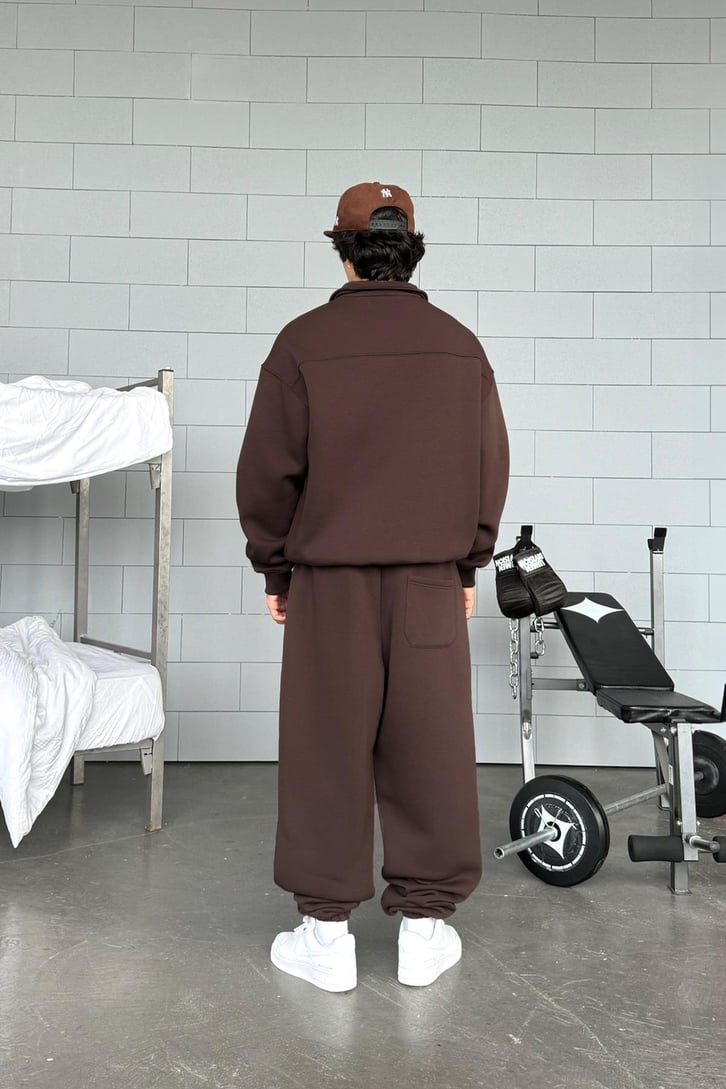 Half Zip Basic Oversize Sweatshirt
