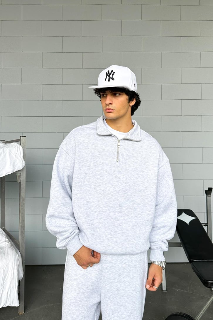 Half Zip Basic Oversize Sweatshirt