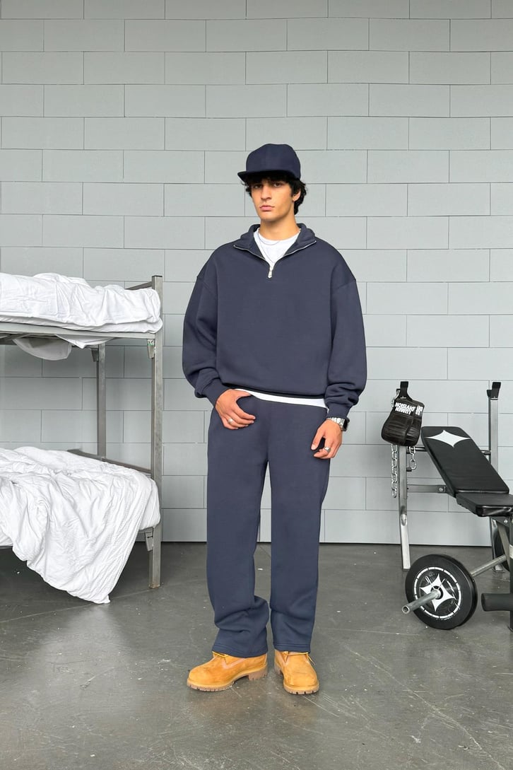 Half Zip Basic Oversize Sweatshirt