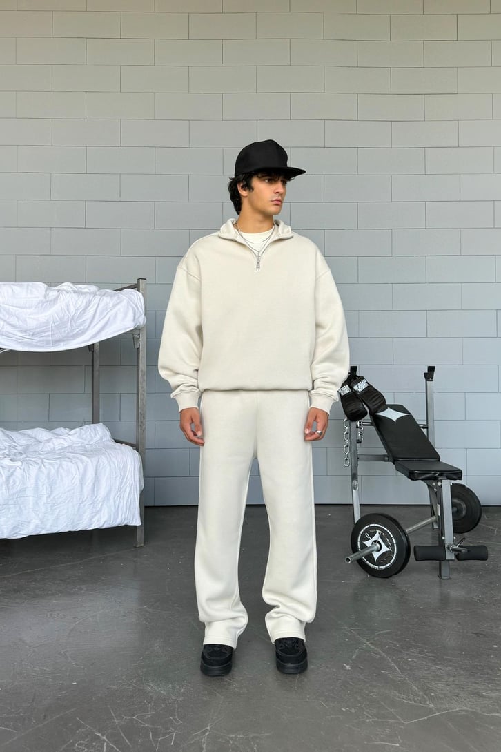 Half Zip Basic Oversize Sweatshirt
