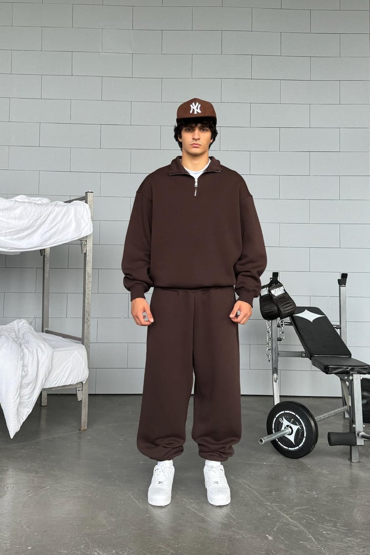 Half Zip Basic Oversize Sweatshirt