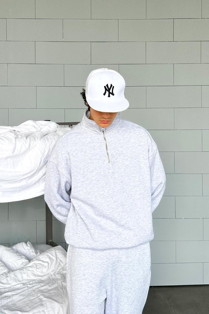 Half Zip Basic Oversize Sweatshirt