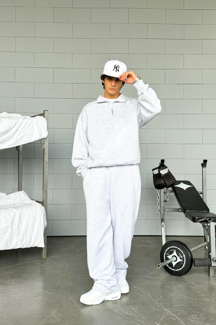 Half Zip Basic Oversize Sweatshirt