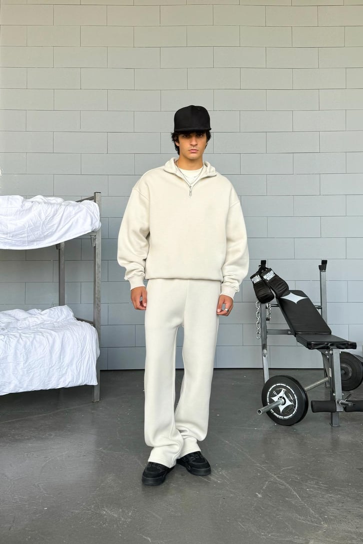 Half Zip Basic Oversize Sweatshirt