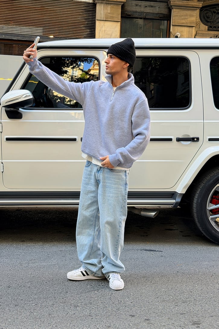 Half Zip Basic Sweatshirt