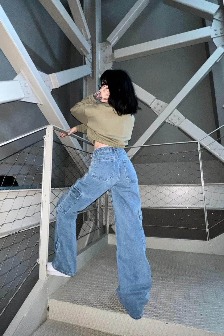 Half-Zip Haki Crop Sweatshirt