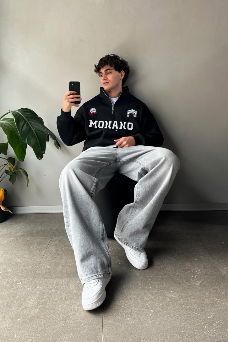 Half Zip Monano 1950 Nakışlı Sweatshirt