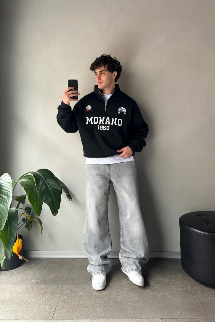 Half Zip Monano 1950 Nakışlı Sweatshirt
