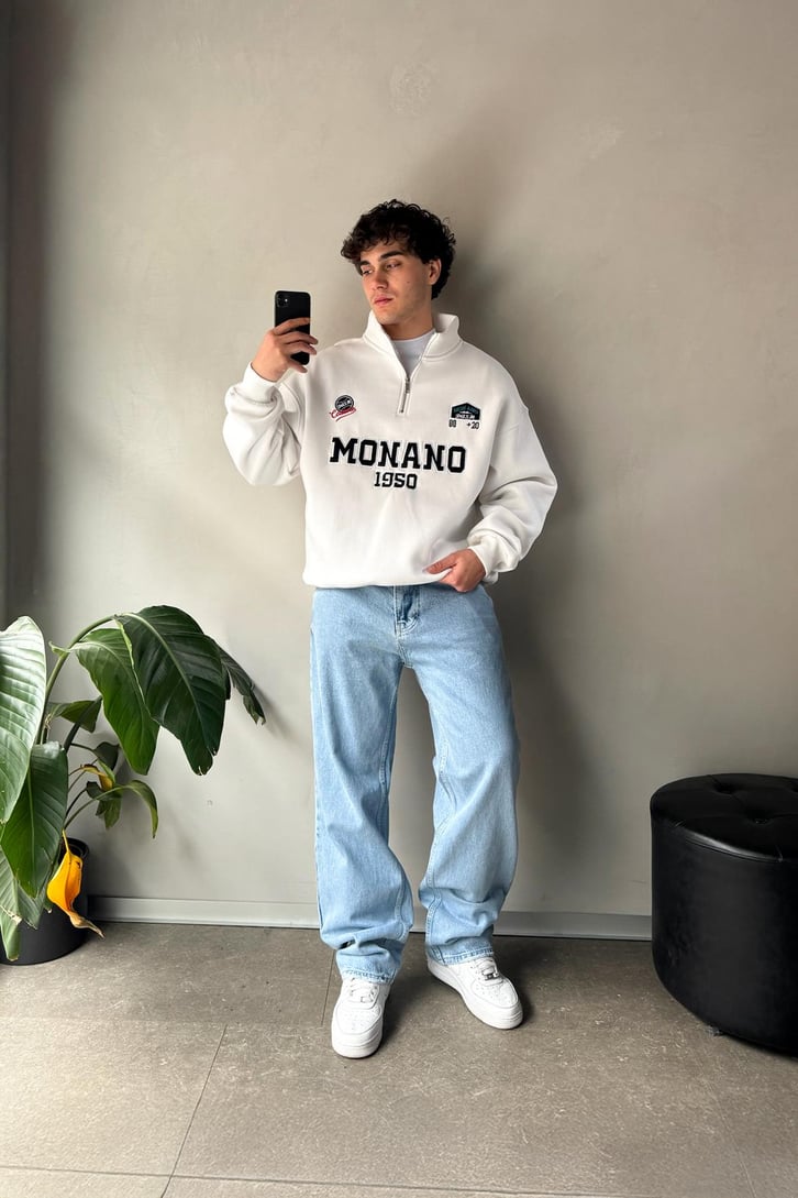 Half Zip Monano 1950 Nakışlı Sweatshirt