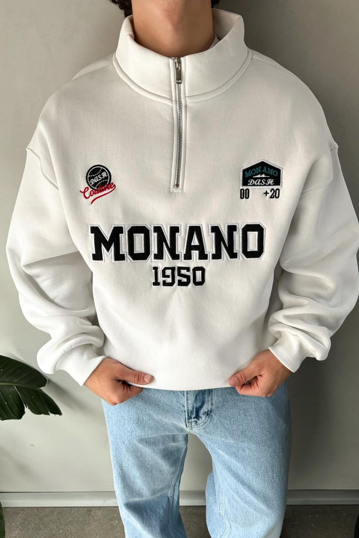 Half Zip Monano 1950 Nakışlı Sweatshirt