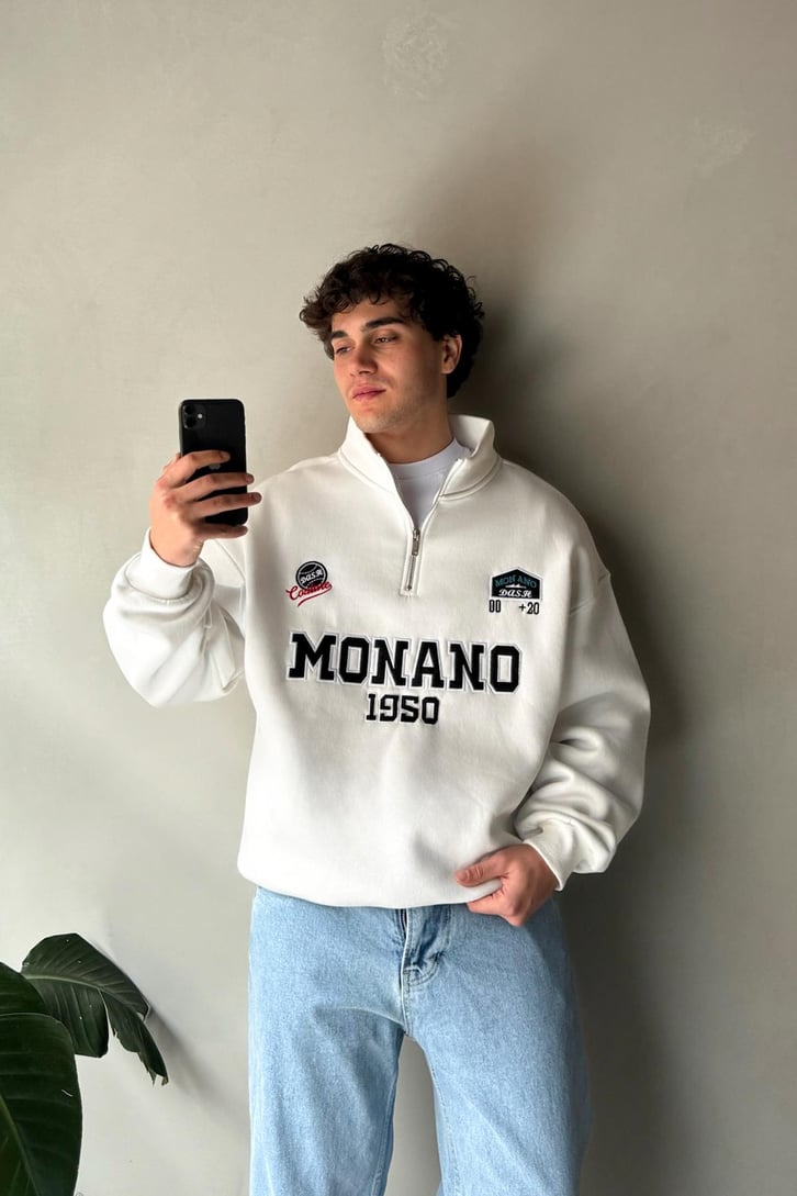 Half Zip Monano 1950 Nakışlı Sweatshirt