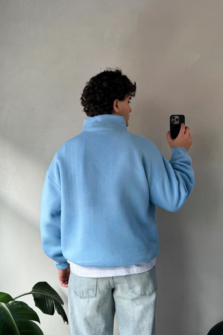 Half Zip Oversize Basic Sweatshirt