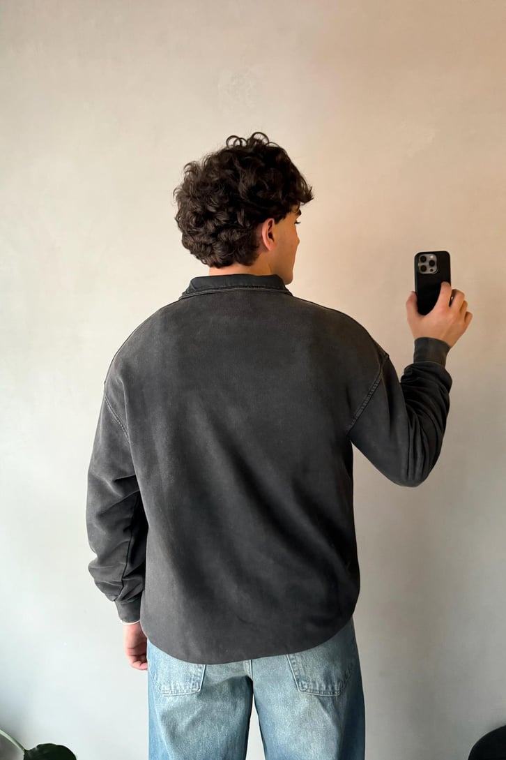 Half Zip Oversize Polo Yaka Sweatshirt