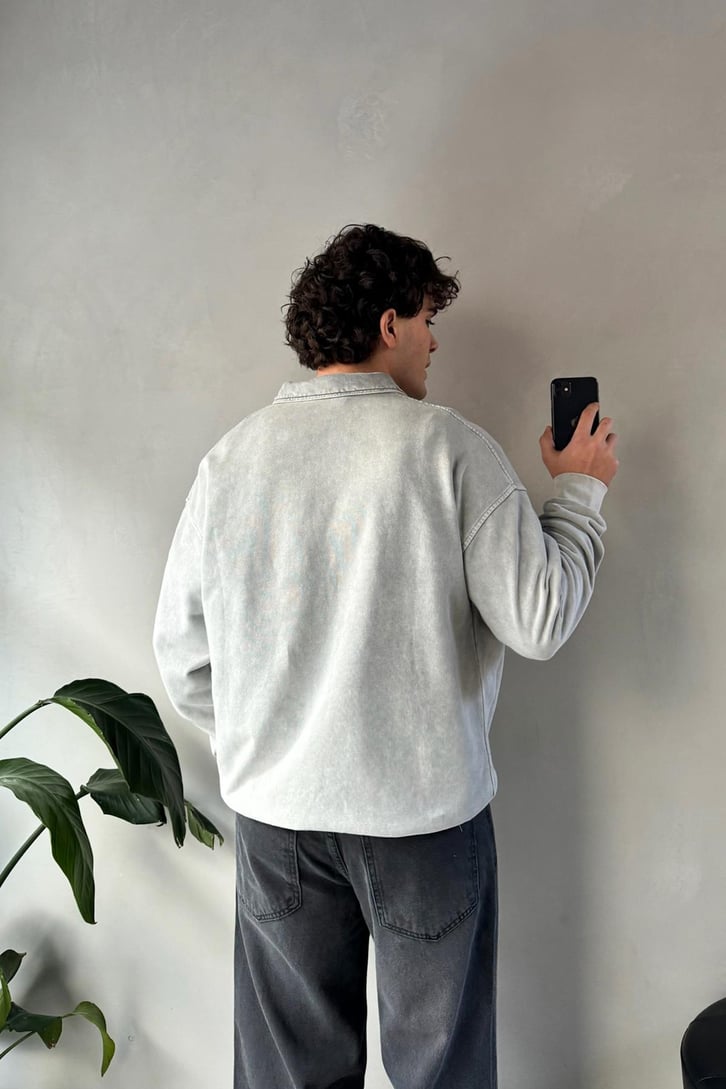 Half Zip Oversize Polo Yaka Sweatshirt