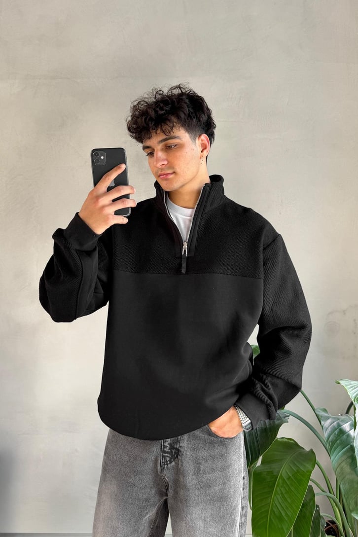 Half Zip Oversize Sweatshirt