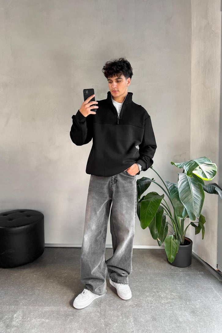 Half Zip Oversize Sweatshirt
