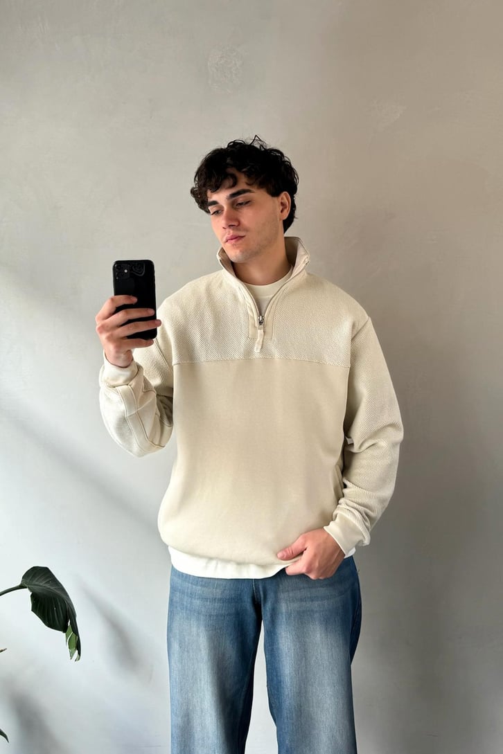 Half Zip Oversize Sweatshirt