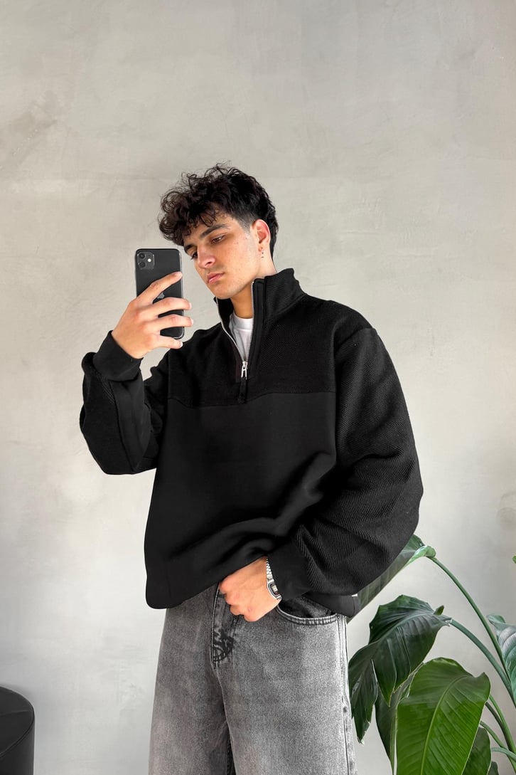 Half Zip Oversize Sweatshirt